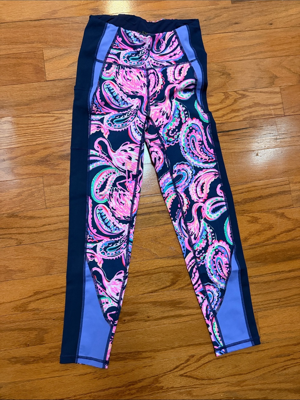 Lilly Pulitzer Navy Leggings with Paisley Trim